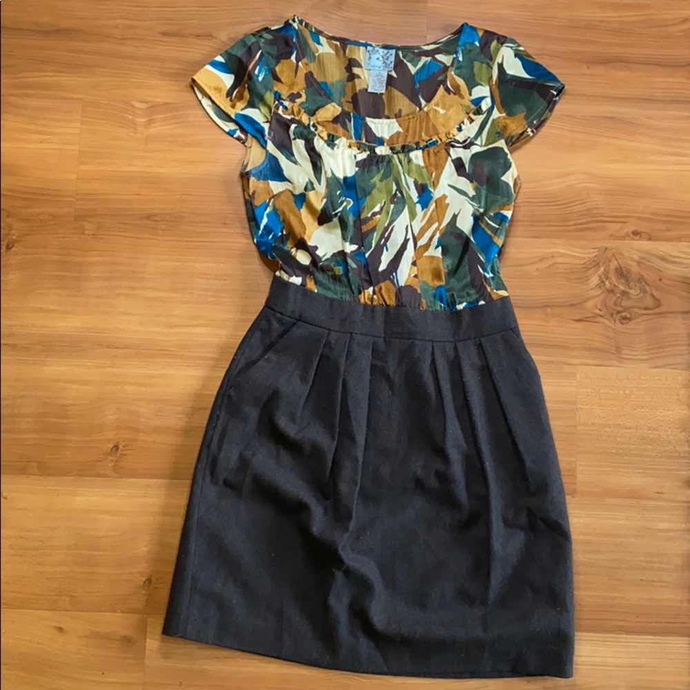 Silk and wool Anthropologie floral dress